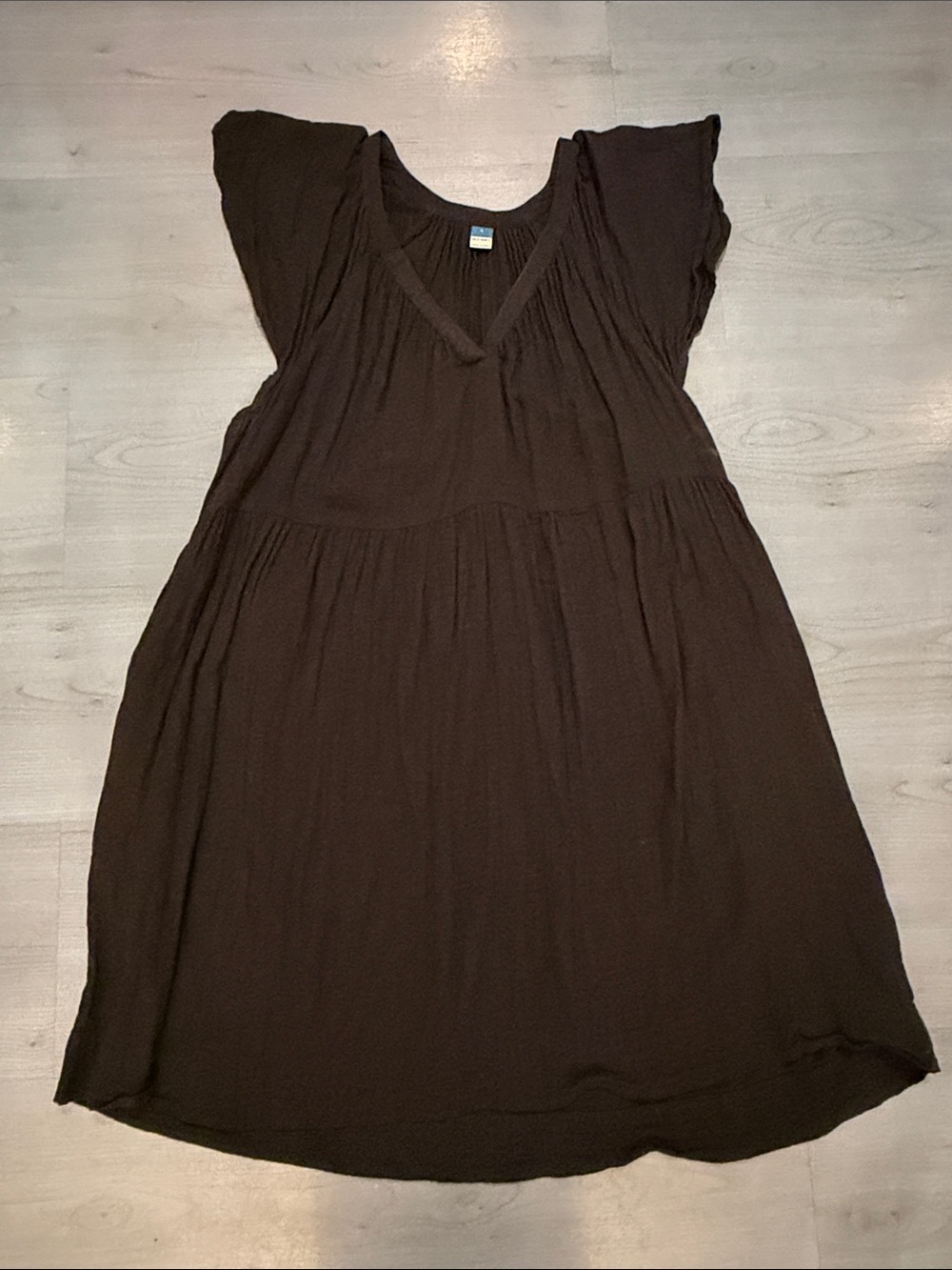 Simple Black V-Neck Babydoll Dress
